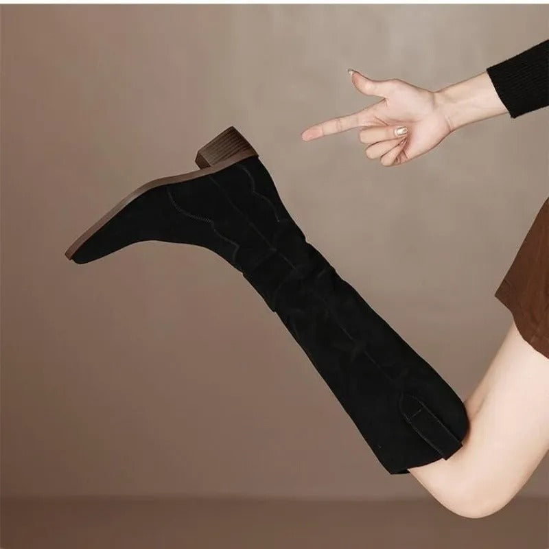 Wille Women's Boots | Suede with Feminine Ruffles, Vintage Brown 1