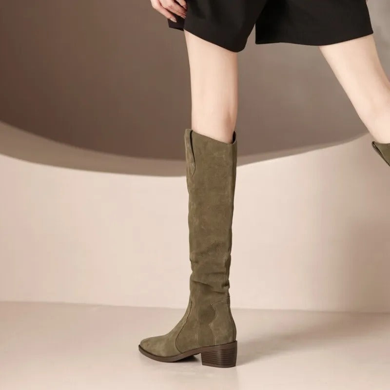 Wille Women's Boots | Suede with Feminine Ruffles, Vintage Brown 3