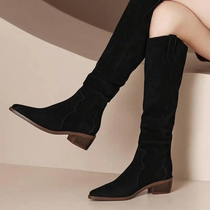 Wille Women's Boots | Suede with Feminine Ruffles, Vintage Brown 4