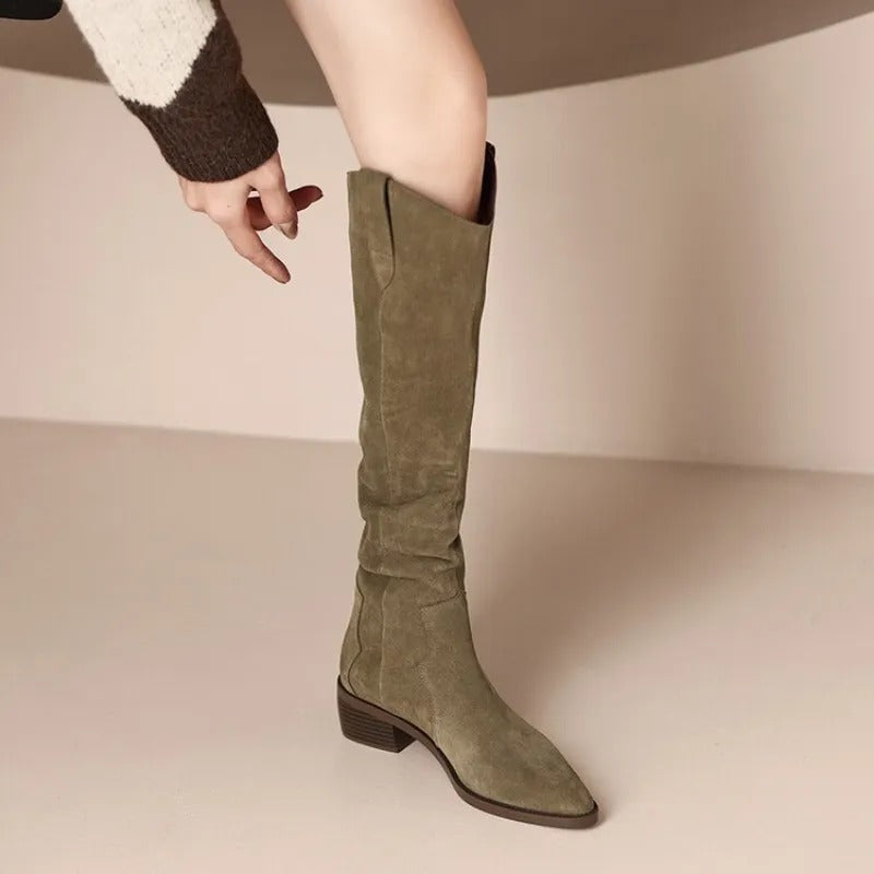 Wille Women's Boots | Suede with Feminine Ruffles, Vintage Brown 5