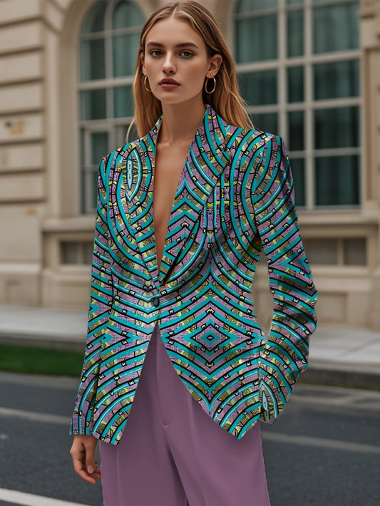 Willem Stylish Office Suit | 100% Polyester, Abstract Blue Pattern 0