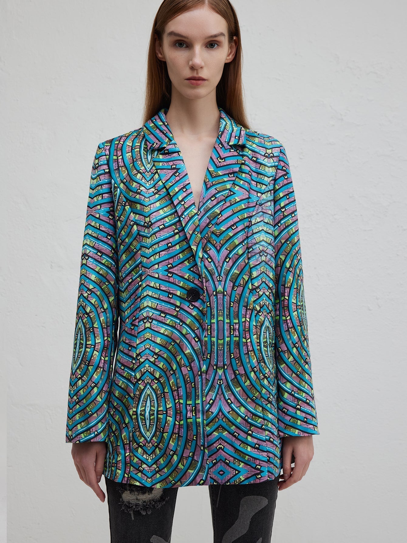 Willem Stylish Office Suit | 100% Polyester, Abstract Blue Pattern 1