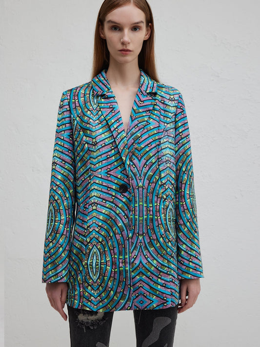 Willem Stylish Office Suit | 100% Polyester, Abstract Blue Pattern 1