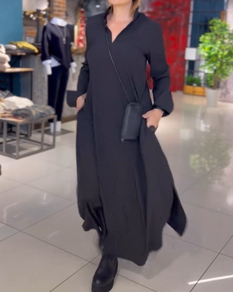 Willem Women's Long Maxi Dress | V-neck, Long Sleeves 0