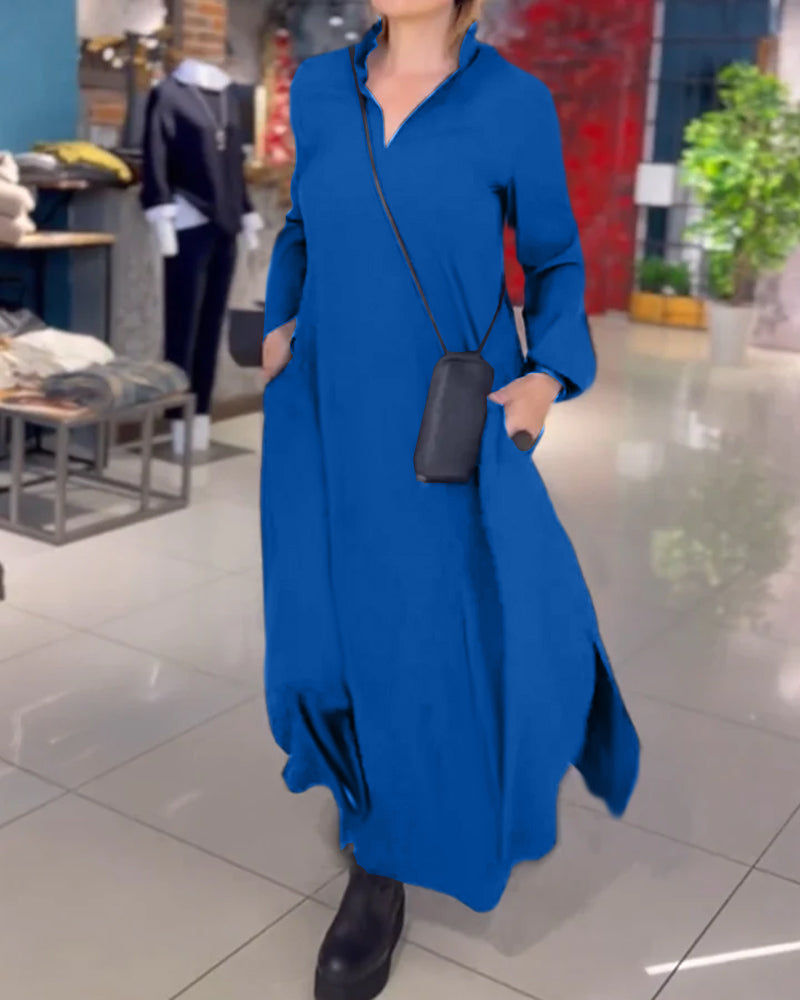 Willem Women's Long Maxi Dress | V-neck, Long Sleeves 4