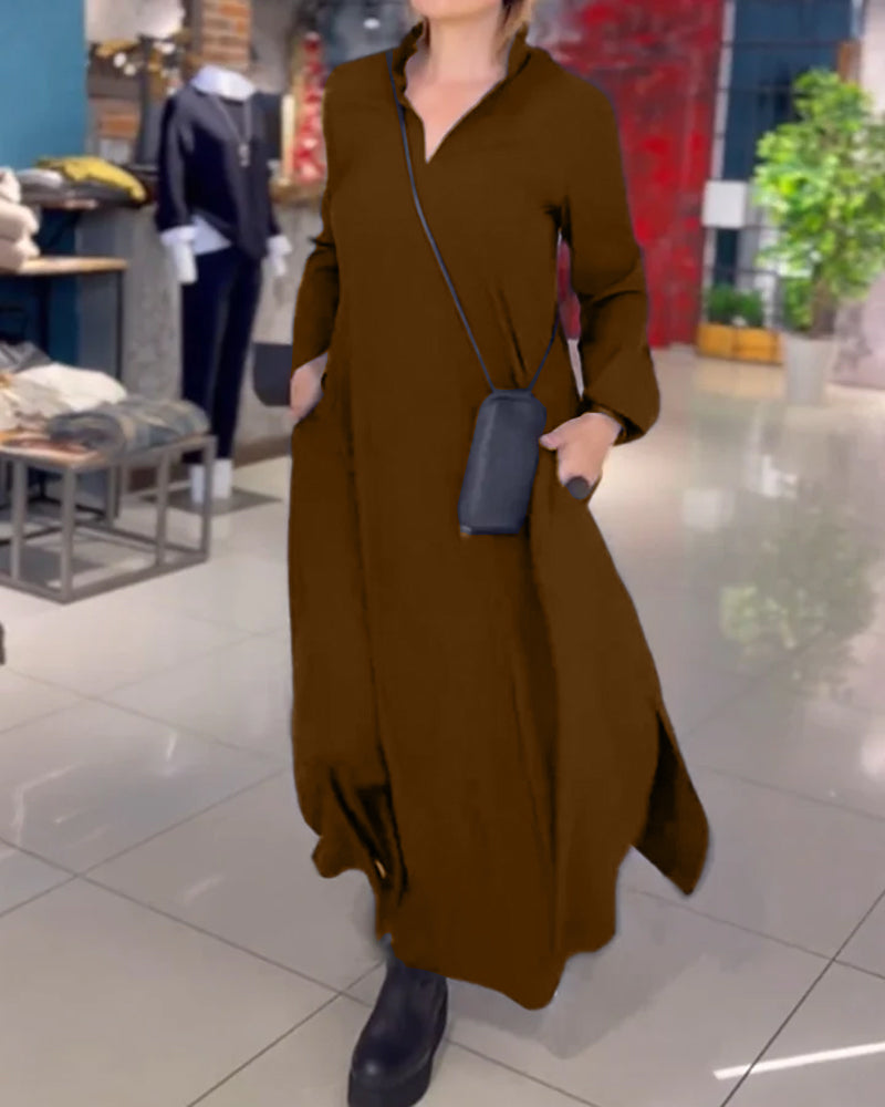 Willem Women's Long Maxi Dress | V-neck, Long Sleeves 5