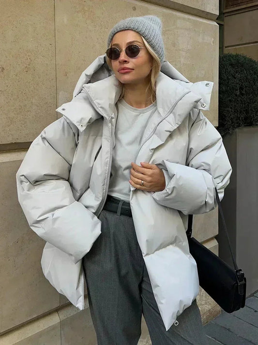 Women's Puffer Winter Coat with Oversized Fit and Adjustable Hood 0