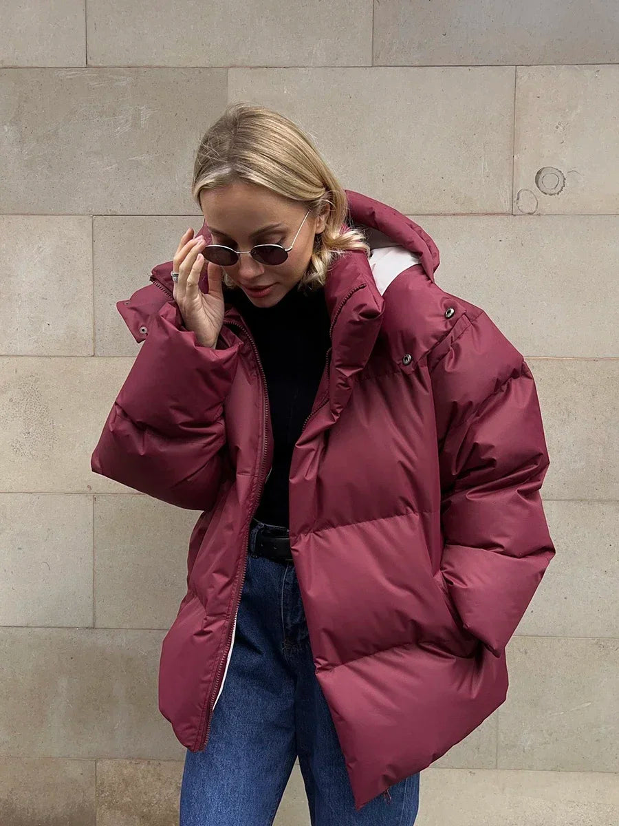 Women's Puffer Winter Coat with Oversized Fit and Adjustable Hood 4