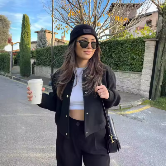 Women's Round Neck Long Sleeve Jacket | Short 1