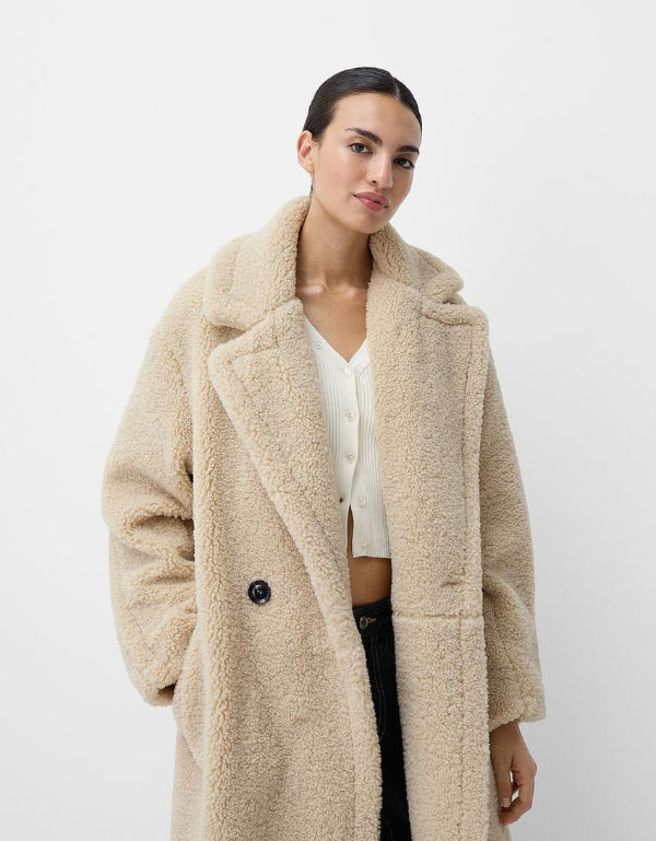 Women's Teddy Winter Coat | Oversized Long Fit, Soft Teddy Texture 0