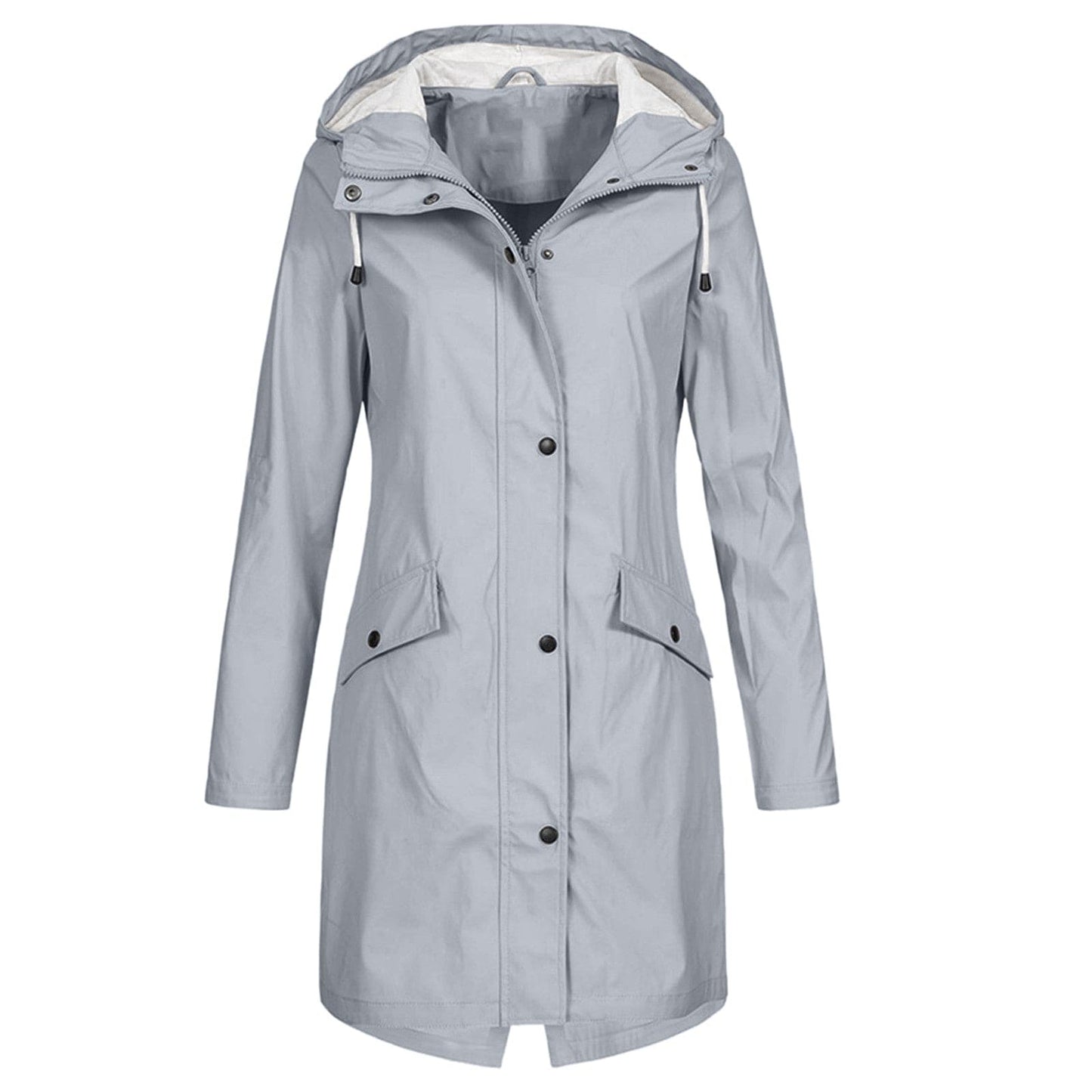 Women's Water-Repellent Raincoat with Adjustable Hood and Drawstring – Long Raincoat for Everyday Use 2