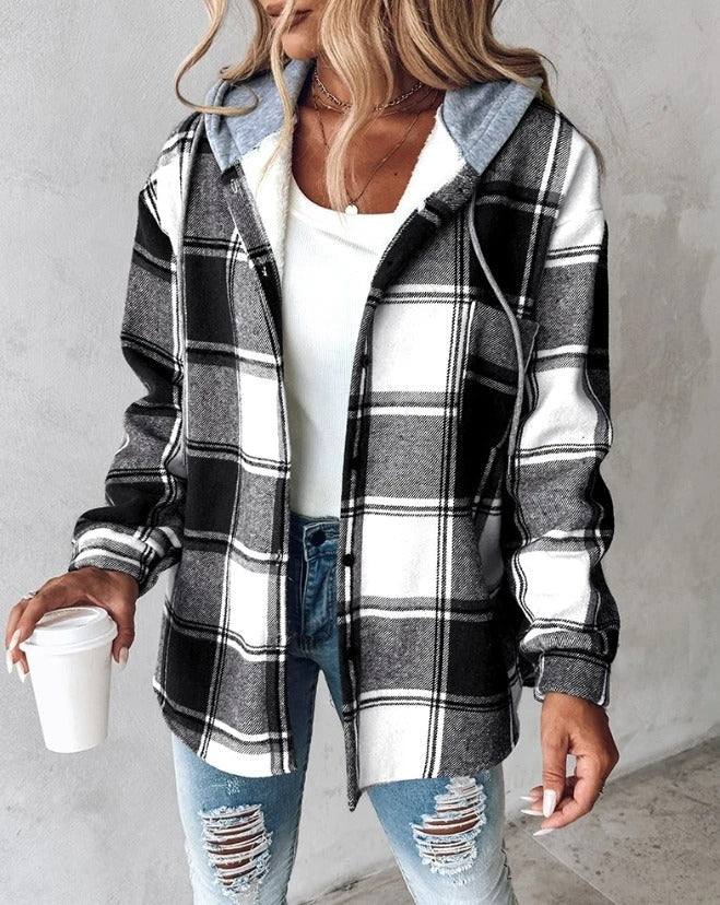 Women's hoodie in checked design – Warm & Casual 1