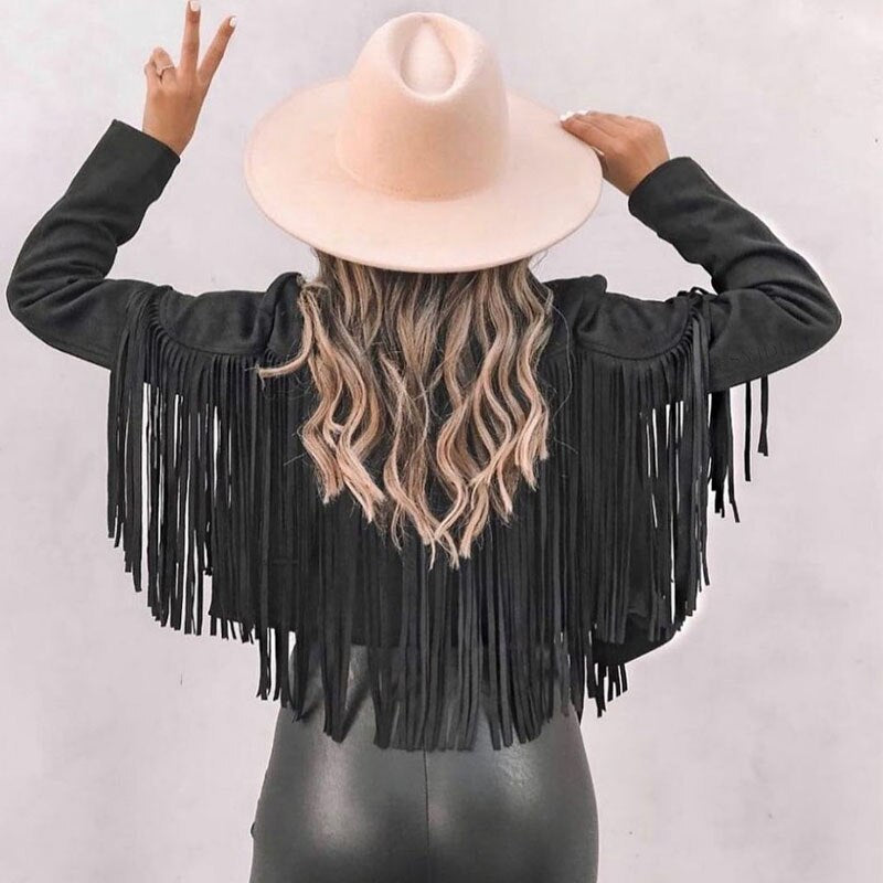 Women's suede coat with fringes | Boho-chic jacket for a trendy look 3