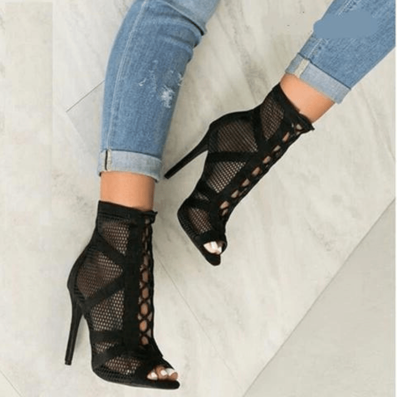 Yentl Women's Sandals | Elegant High Heel with Mesh Details 2