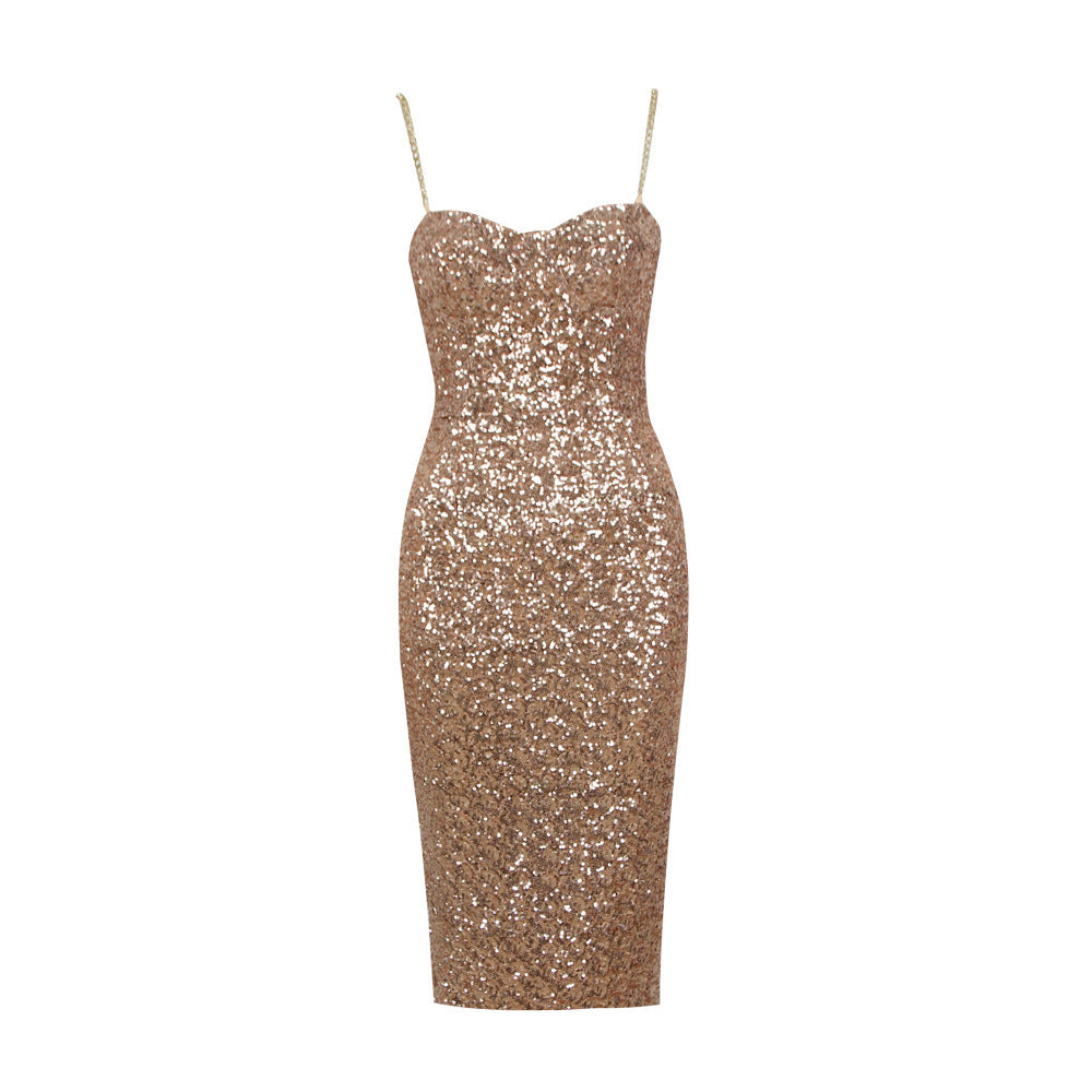 Ysaline | Shiny Midi Dress with Zipper 4