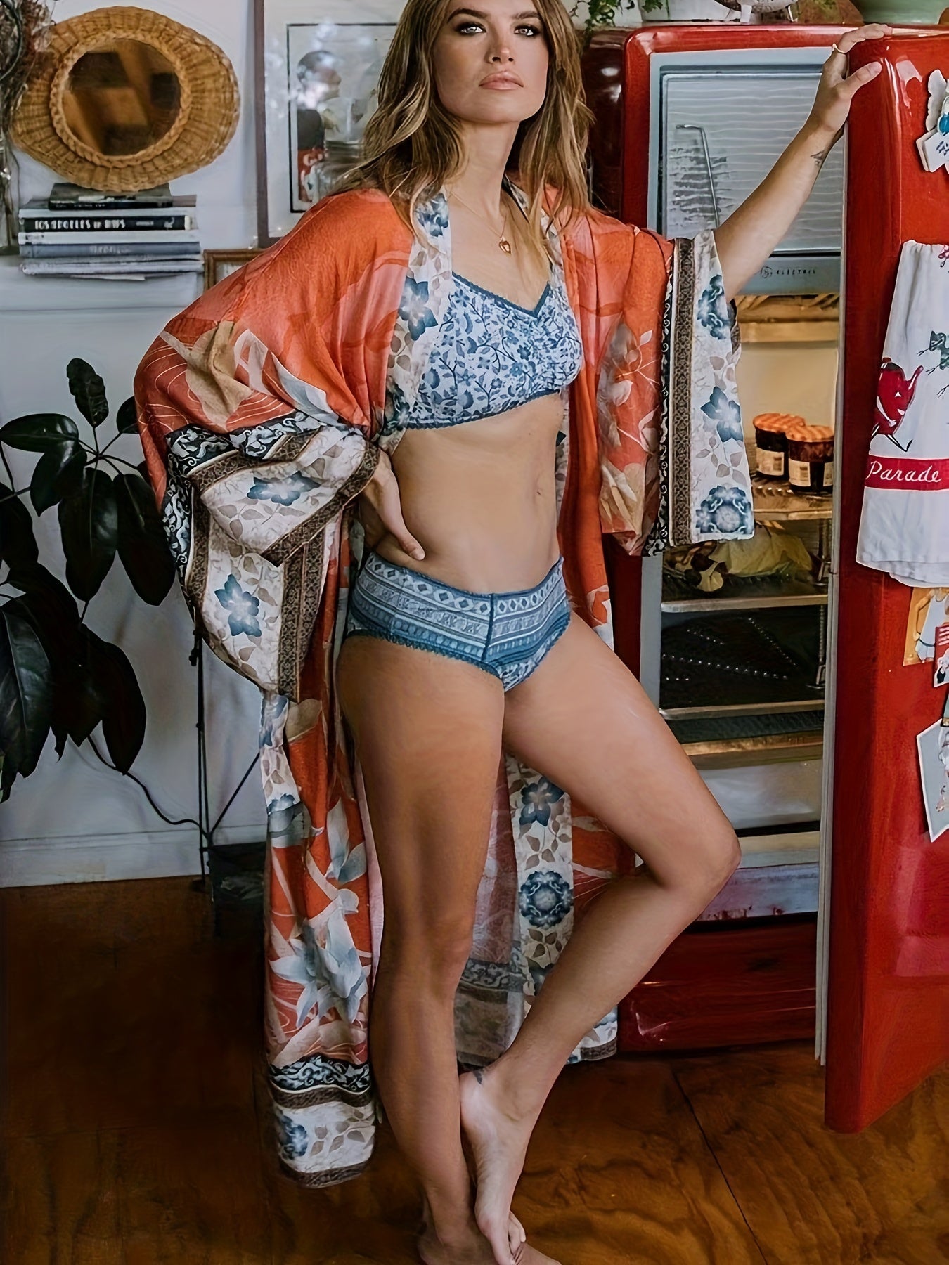 Yumea | Long Kimono with Floral Print for Women 5