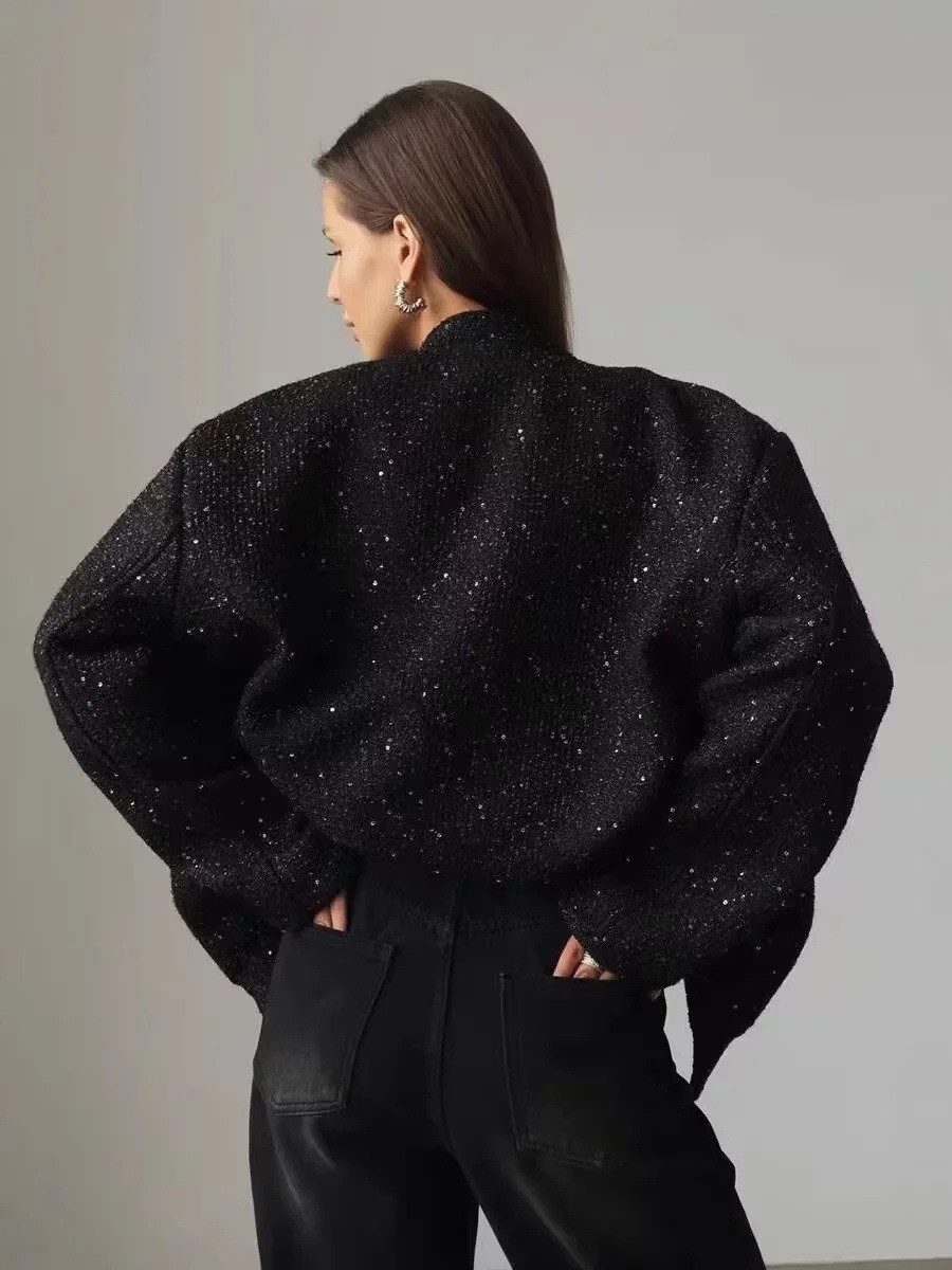 ZAFINA | Shiny Bomber Jacket with Sequins 8