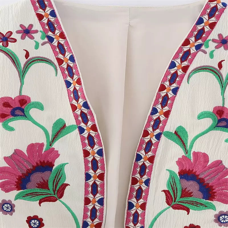 ZARIA | Embroidered Vest with Blue Flowers 8