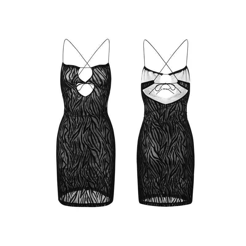 ZARIEL | Hollow-out Sling Mini Dress in Black or White 5