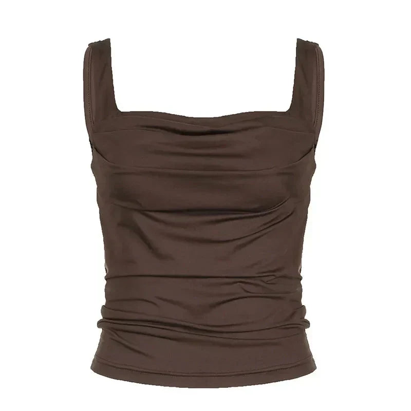 ZUNA | Trendy Ruched Top in Warm Brown Shade 2
