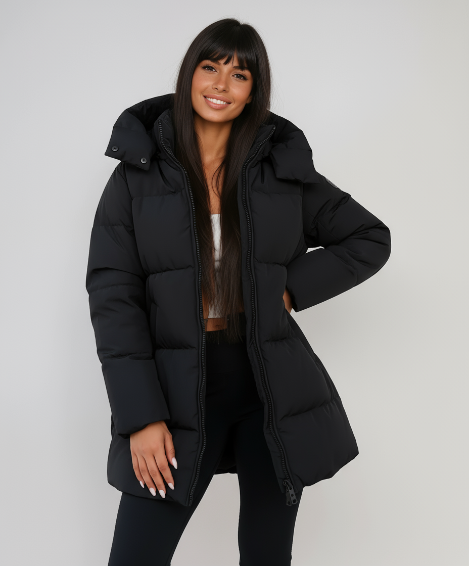 Zara Long Women's Coat | Padded Comfort, Adjustable Hood 0