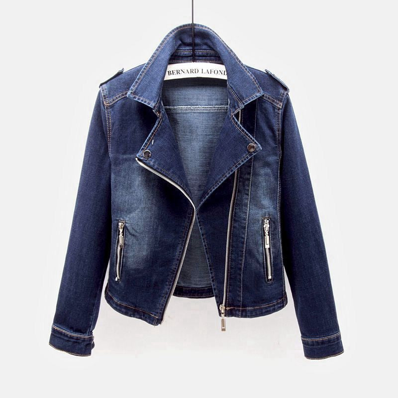 Zarelle | Denim Jacket with Asymmetrical Zipper and Edgy Silhouette 0