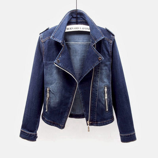 Zarelle | Denim Jacket with Asymmetrical Zipper and Edgy Silhouette 0