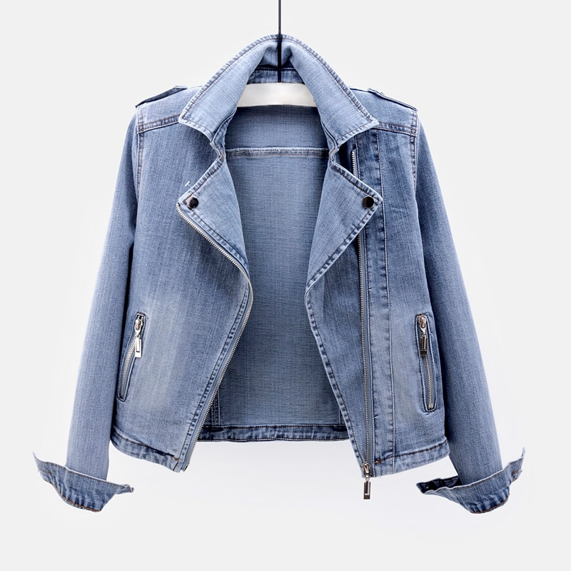 Zarelle | Denim Jacket with Asymmetrical Zipper and Edgy Silhouette 1