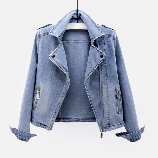 Zarelle | Denim Jacket with Asymmetrical Zipper and Edgy Silhouette 1