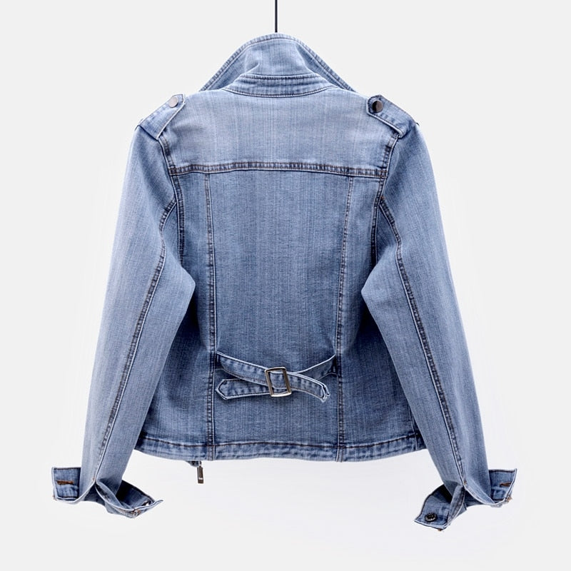 Zarelle | Denim Jacket with Asymmetrical Zipper and Edgy Silhouette 2
