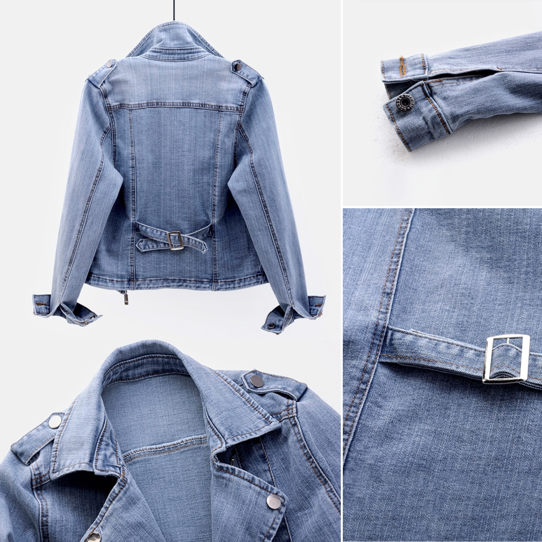 Zarelle | Denim Jacket with Asymmetrical Zipper and Edgy Silhouette 3