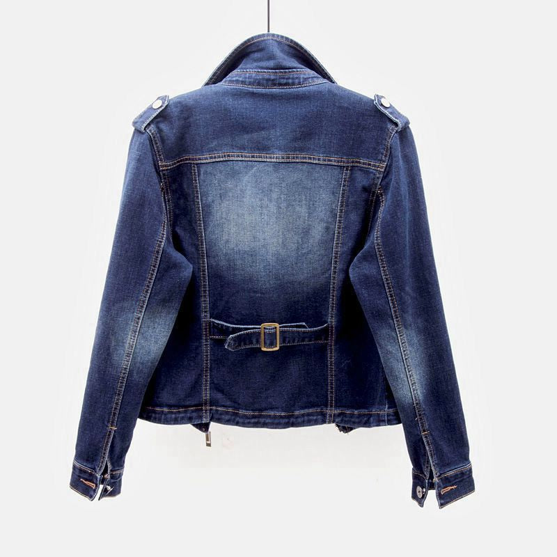 Zarelle | Denim Jacket with Asymmetrical Zipper and Edgy Silhouette 4