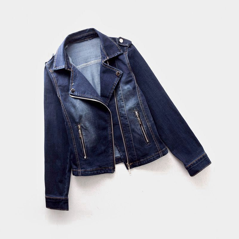 Zarelle | Denim Jacket with Asymmetrical Zipper and Edgy Silhouette 5